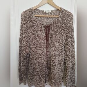 Simply Noelle Brown & Tan Soft Chunky Knit Popcorn Sweater Size L/XL
